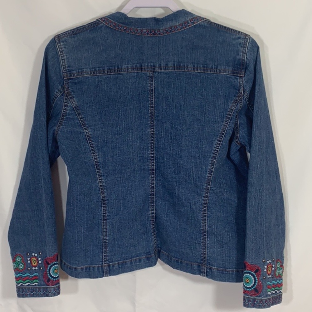 Ruby Rd. Jean Jacket Boho Embroidered Flowers - image 2